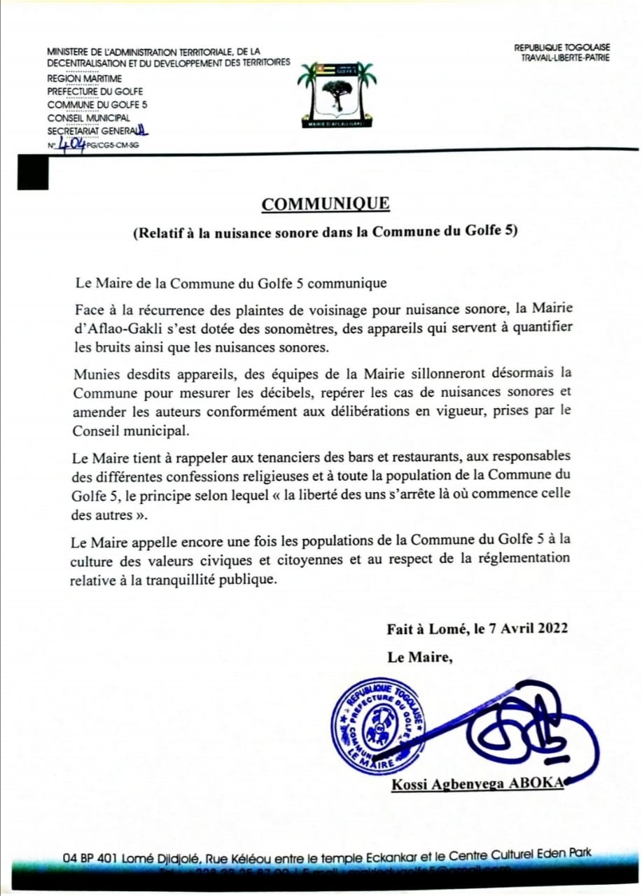 Nuisances sonores sonomètres Mairie Golfe 5